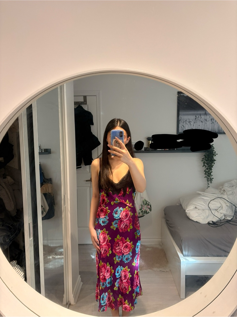 Betsey Johnson Velvet Floral Slip Midi Dress in Magenta with Lace Trim